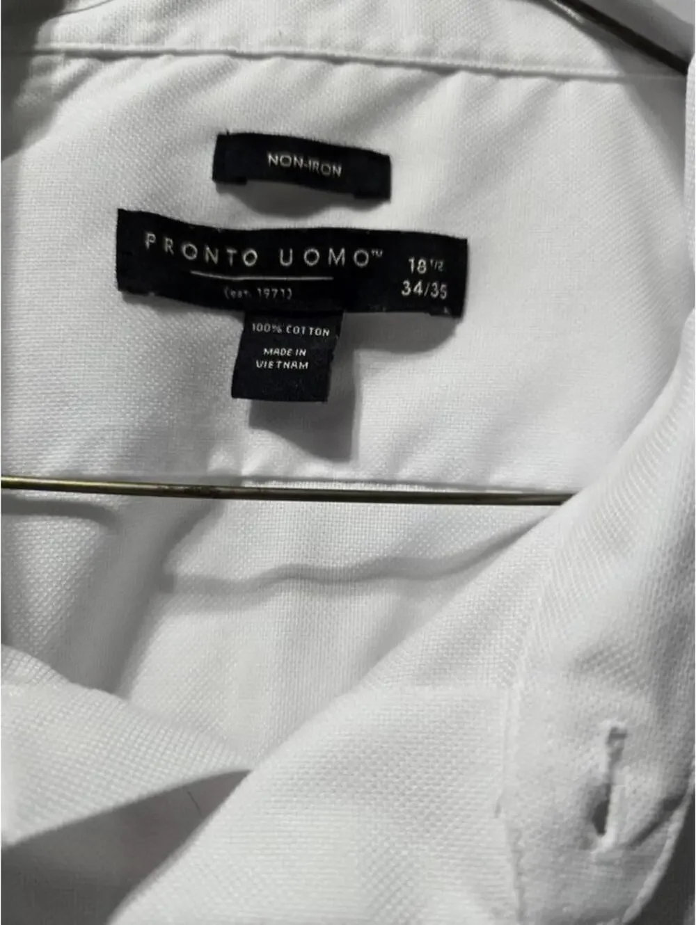 5 Pack Pronto Uomo White Long Sleeve Dress Shirt 100% Cotton Size 18 34/35